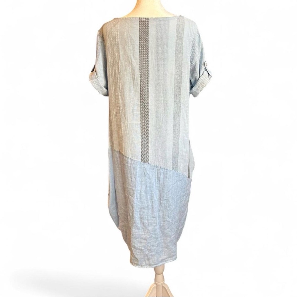 Angela Mara Textured 100% Linen Dress Lagenlook Minimalist Italy - Picture 3 of 6
